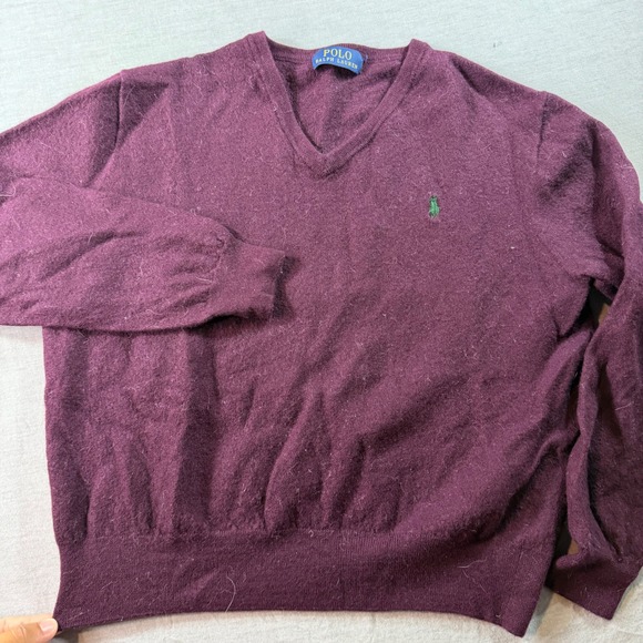 Polo Ralph Lauren Other - Polo Ralph Lauren V-Neck Sweater Mens‎ M Purple Good Embroidered Pony Logo